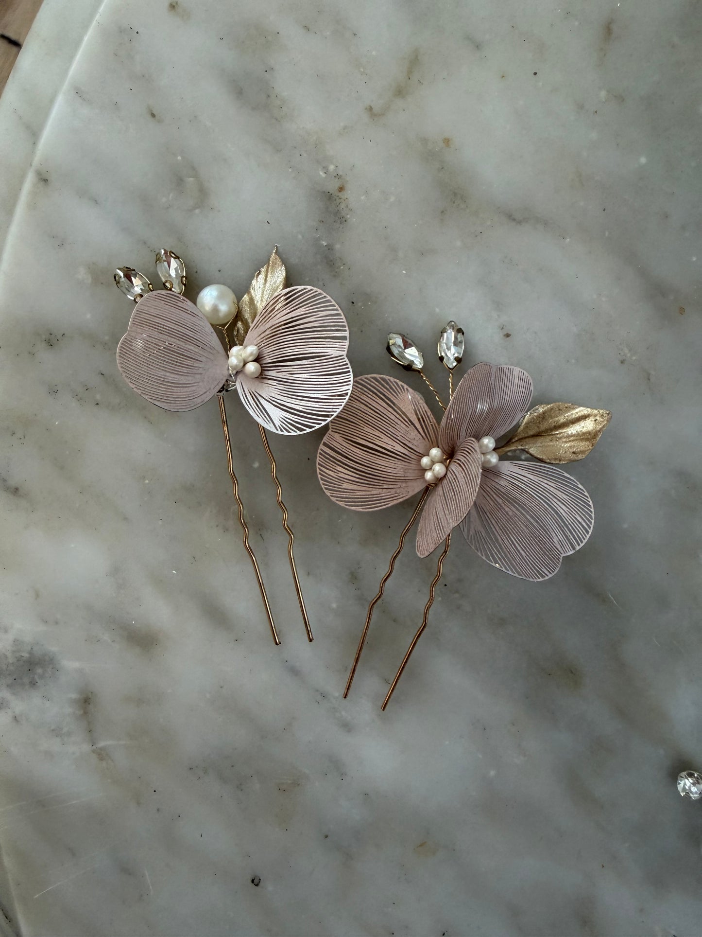 Set de 2 horquillas metálicas oro rosa FR37