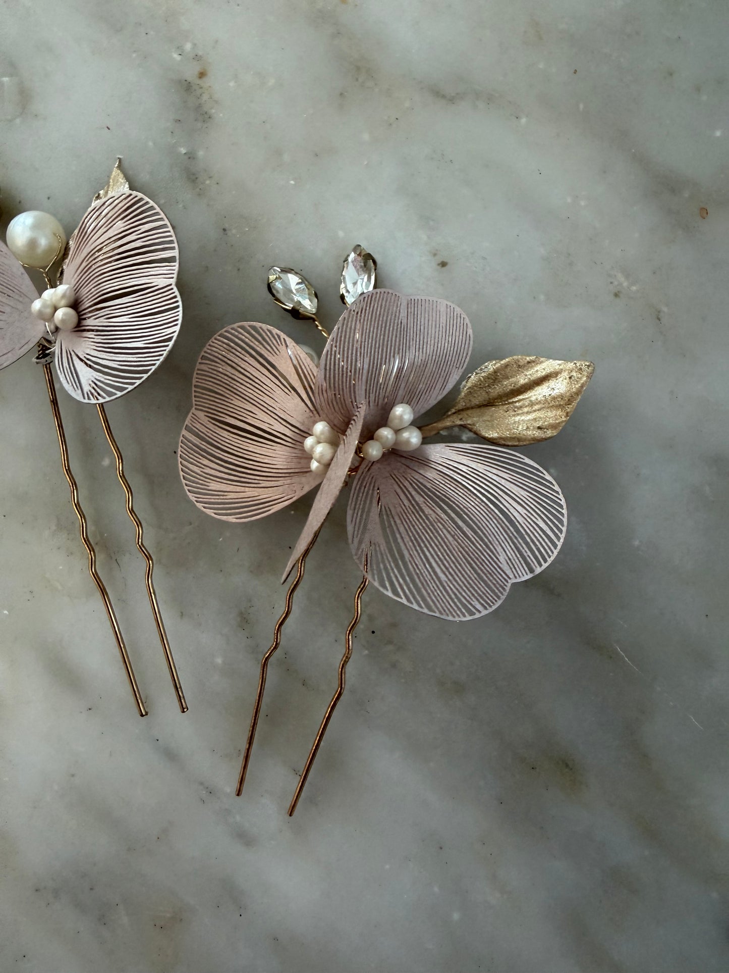 Set de 2 horquillas metálicas oro rosa FR37