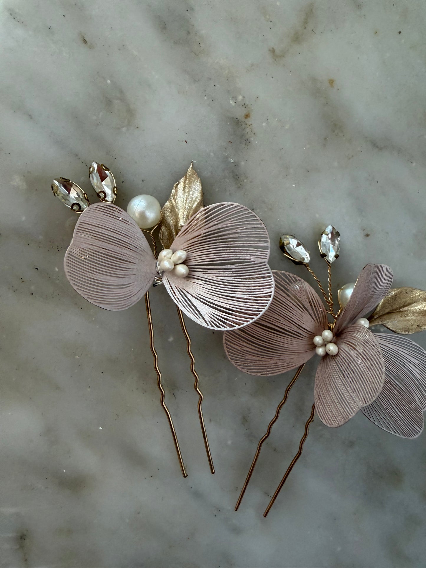 Set de 2 horquillas metálicas oro rosa FR37